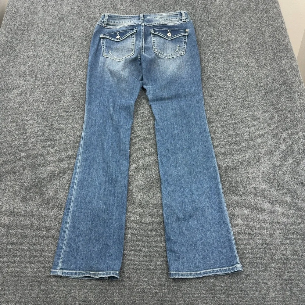 INC Denim Jeans Womens 8 Blue Cotton Blend Bootcut Flap Pockets Y2K Style